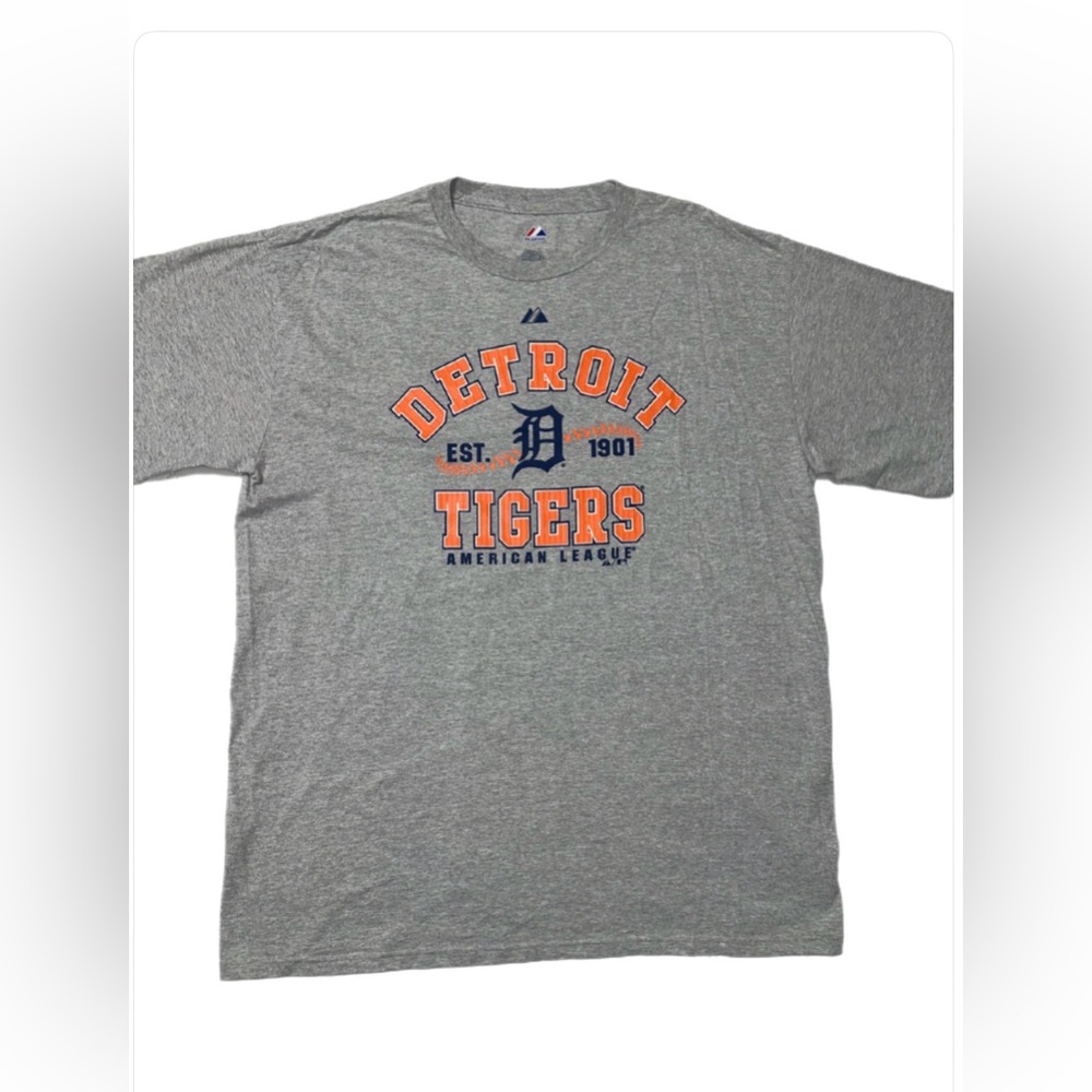 Majestic Detroit Tigers Gray Tee with Orange & Navy Graphics